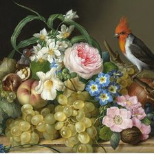 Схема вышивки «Pássaro frutas e flores.»