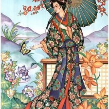 Схема вышивки «японская дама»