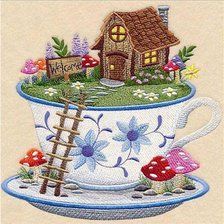 Оригинал схемы вышивки «Teacup House Ladder Fairy Land Magical» (№2272614)