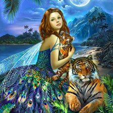 Схема вышивки «Fairy with Tigers»