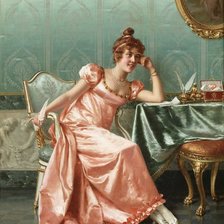 Схема вышивки «дама в розовом»
