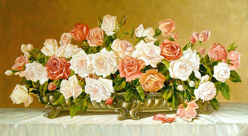 Серия "Букет". Розы - цветы, букет, флора, розы - оригинал
