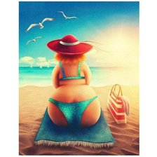 Оригинал схемы вышивки «mujer en la playa» (№2287346)