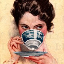 mujer tomando un cafe