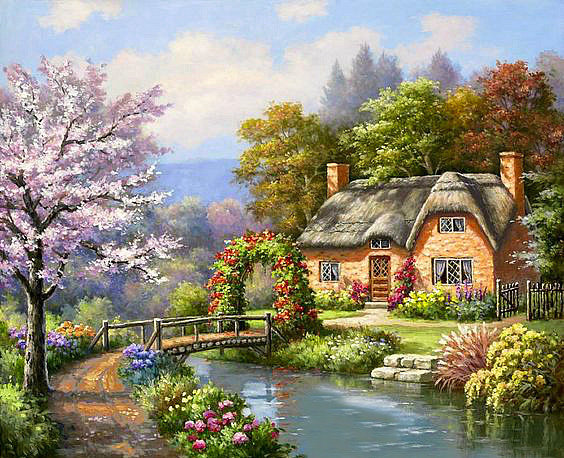 Summer Dream - cottage, landscape - оригинал