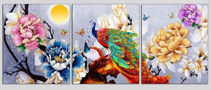 Peacock Triptych - peacock, triptych - оригинал