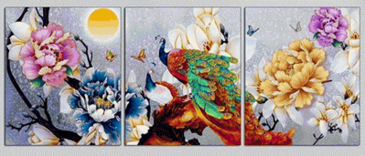 Peacock Triptych - triptych, peacock - предпросмотр
