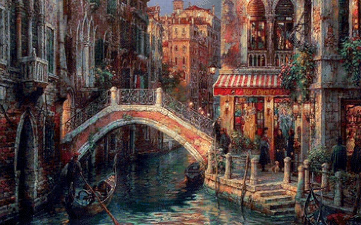 Венеция - река, мост, канал, лодка, город, вечер - предпросмотр