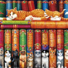 Оригинал схемы вышивки «knihy,mačky» (№2295436)