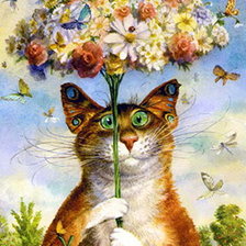 Схема вышивки «кот под цветами (по картине Румянцева (серия Питерские коты))»