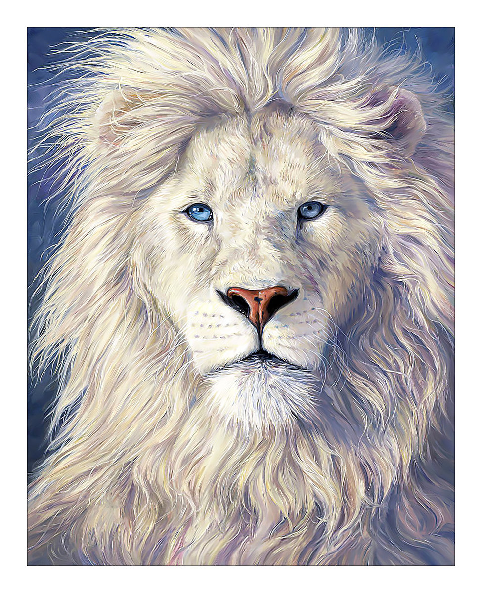 Белый лев.2 - взгляд, живопись, хищник, лев - оригинал