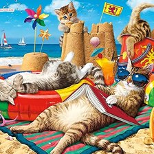 Схема вышивки «коты на море»