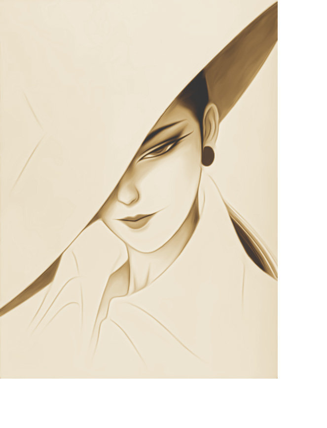 Девушка в шляпе - портрет, рисунок, монохром, шляпа, люди, девушка, женщина - оригинал