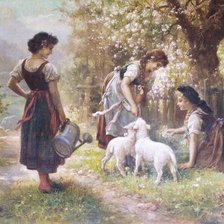 girl with sheep