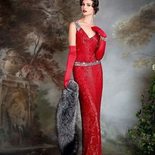 Схема вышивки «Dama de rojo»
