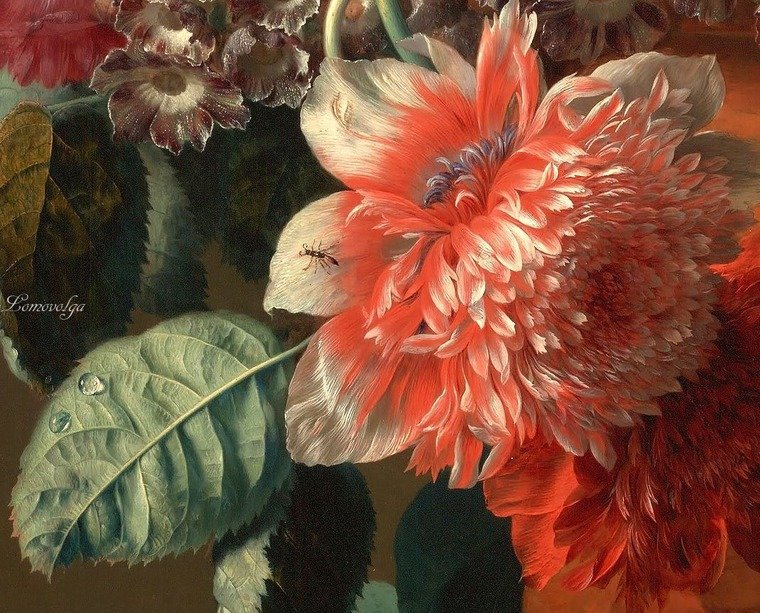 №2365824 - ян ван хейсум. букет цветов в терракотовой вазе с гнездом - оригинал