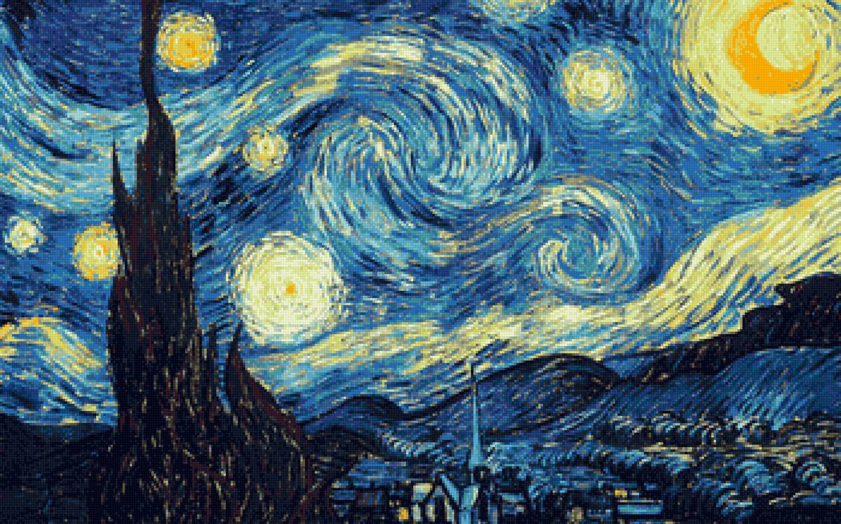 Звёздная ночь. Ван Гог - звездная ночь, винсент ван гог, ван гог, звездное небо - предпросмотр