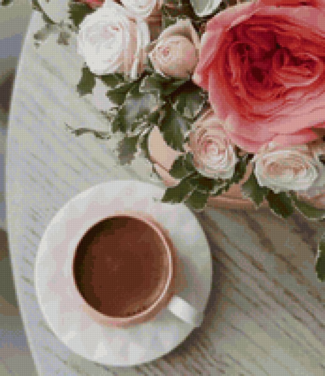 утро - кофе, утро, нежность, чай, цветы - предпросмотр