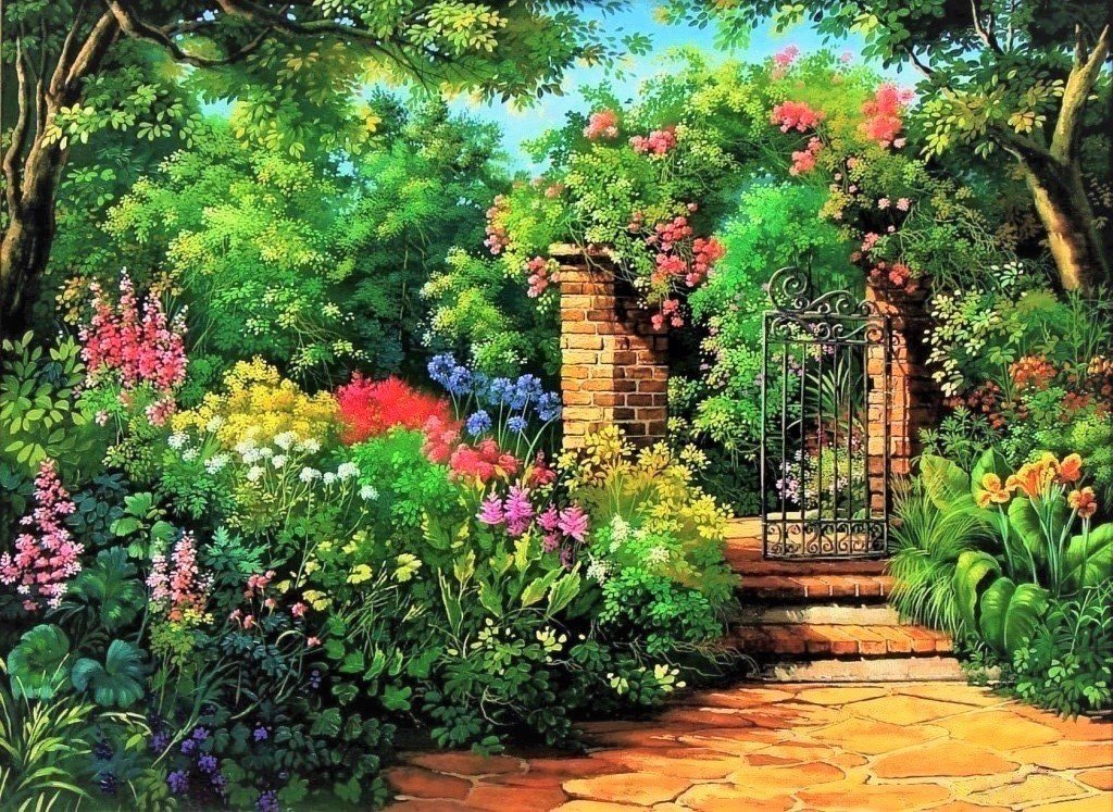 Калитка в сад - природа, сад, цветы - оригинал