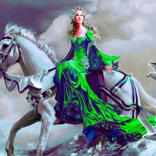 Схема вышивки «девушка на коне фэнтези»