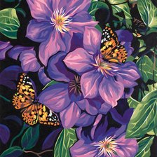 Оригинал схемы вышивки «бабочки на цветах» (№2380580)