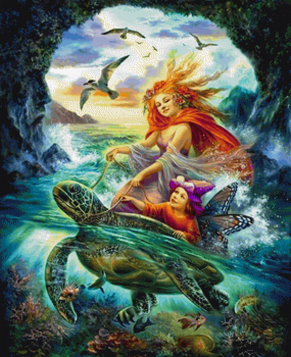 Золотое Руно Морские феи - морские феи, грот, море, черепаха - предпросмотр