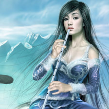 Схема вышивки «Китайская девушка в голубом»