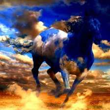 Синяя лошадь картина