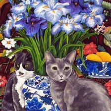 Оригинал схемы вышивки «Мими Ванг Олсен картины кошек» (№2390350)