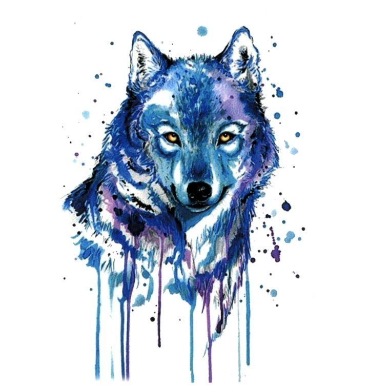 Волк рисунок акварелью - волк, подушка, рисунок - оригинал