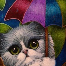 Оригинал схемы вышивки «Котик с зонтиком» (№2400579)