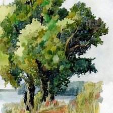 Схема вышивки «Деревья в Санлисе. Акварель Пруста»