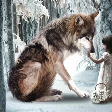 nena i llop a la neu