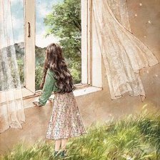 Схема вышивки «Girl by the window»
