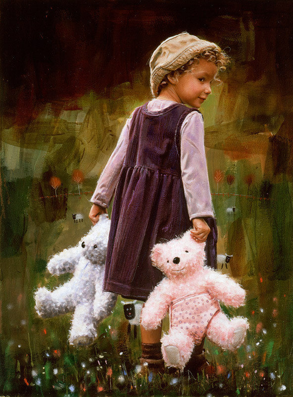 Девочка с медведями - девочка, девушка, портрет - оригинал
