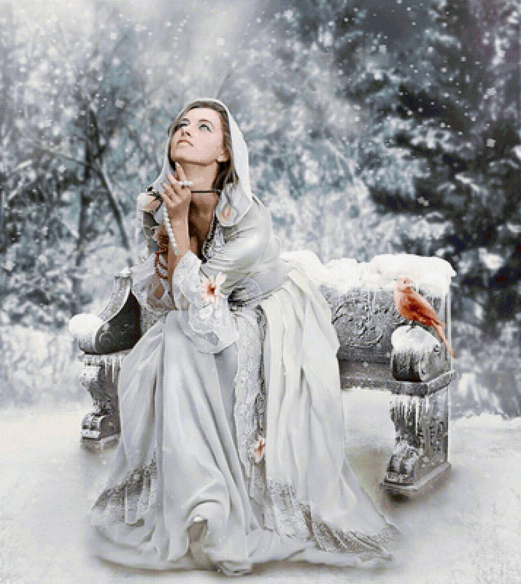 Молитва_2 - молитва, девушка, зима, снег - предпросмотр