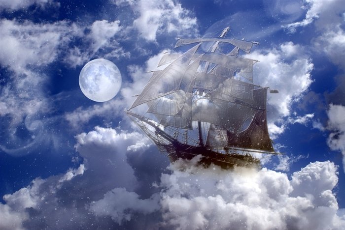 поплывём по обдакам - небо, луна, облака - оригинал