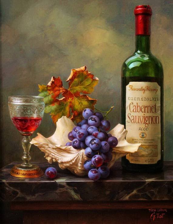 натюрморт - вино, виноград, осень, натюрморт - оригинал