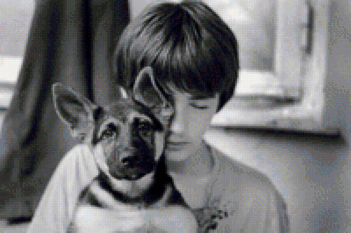 Мальчик с собакой - предпросмотр