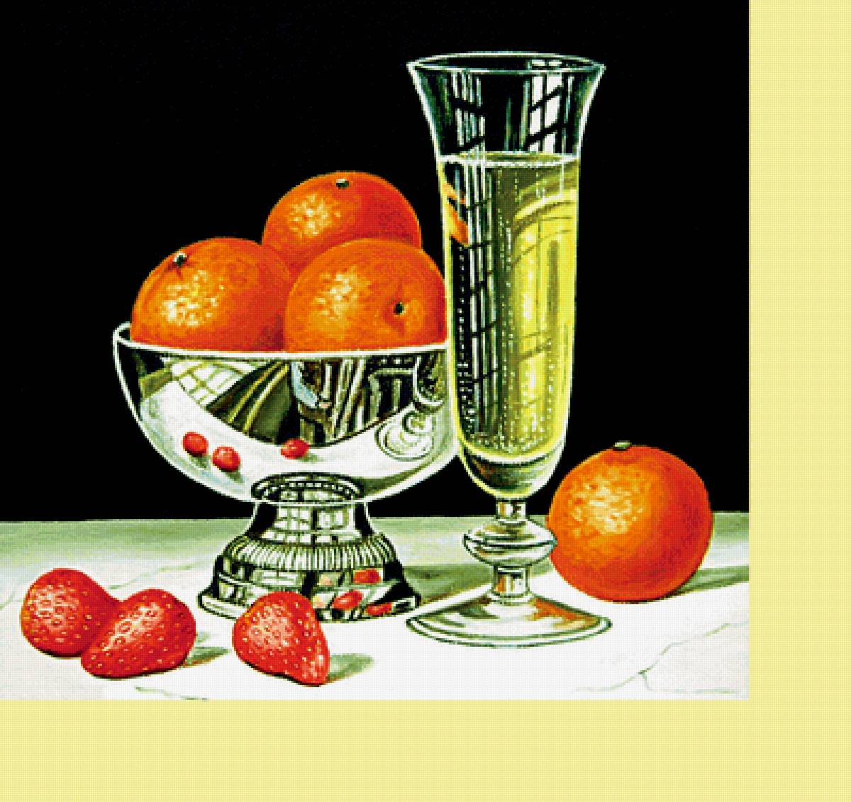 Серия "Натюрморты" - фрукты, мандарины, клубника, натюрморт, вино - предпросмотр