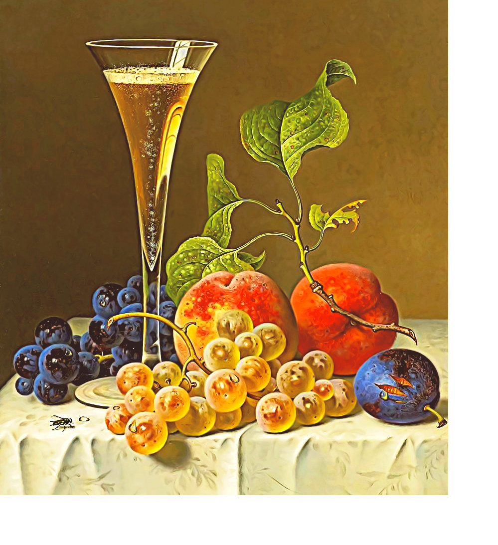 Серия "Натюрморты" - фрукты, вино, виноград, натюрморт - оригинал