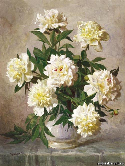 Сергей Андрияка - ваза, хризантемы, цветы, осень, натюрморт, дубки - оригинал