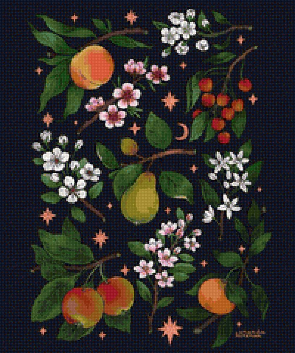 Фрукты - груши, фрукты, яблоки, растения, ягоды, цветы, натюрморт - предпросмотр