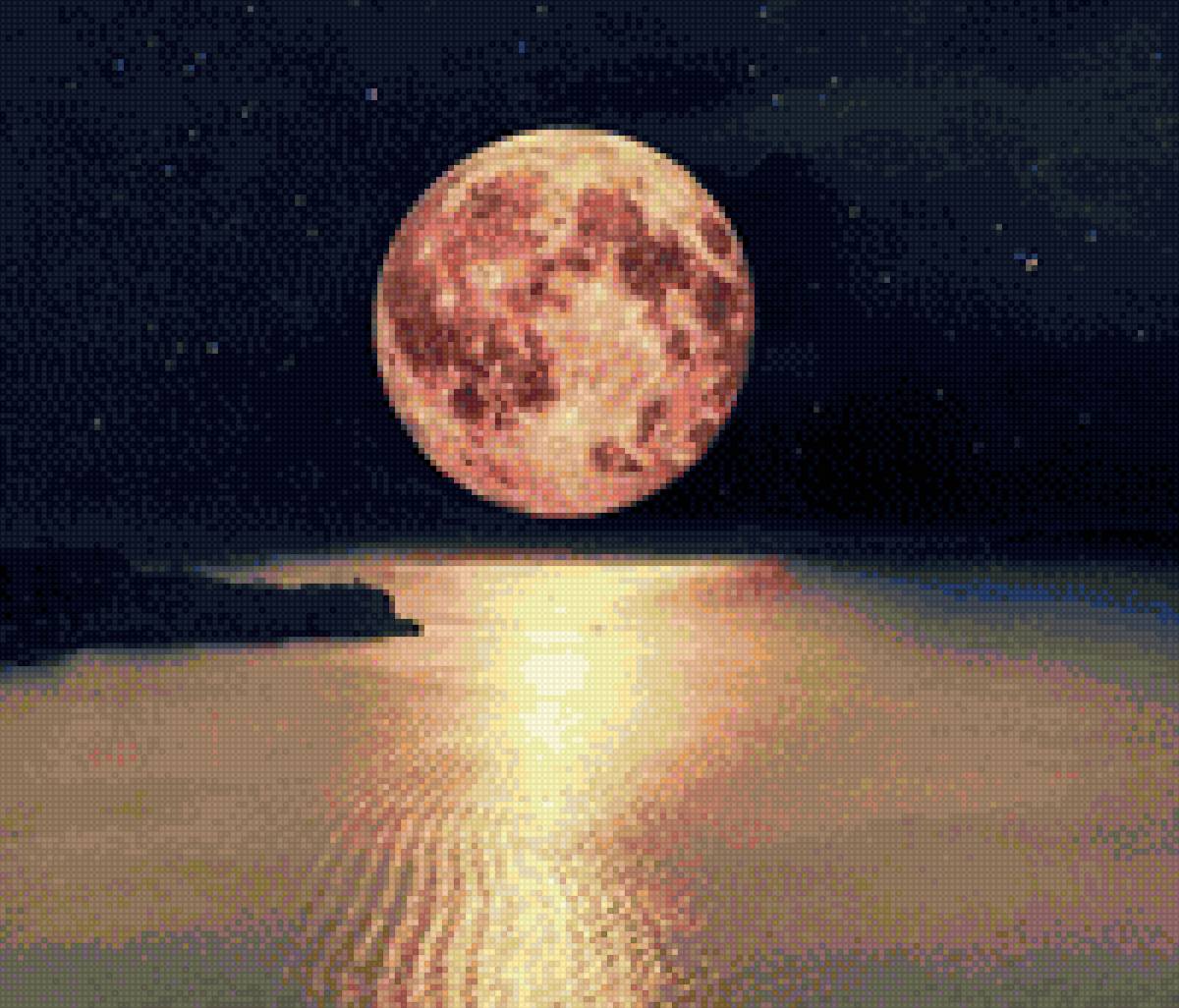 Полнолуние - море, берег, полнолуние, луна, ночь - предпросмотр