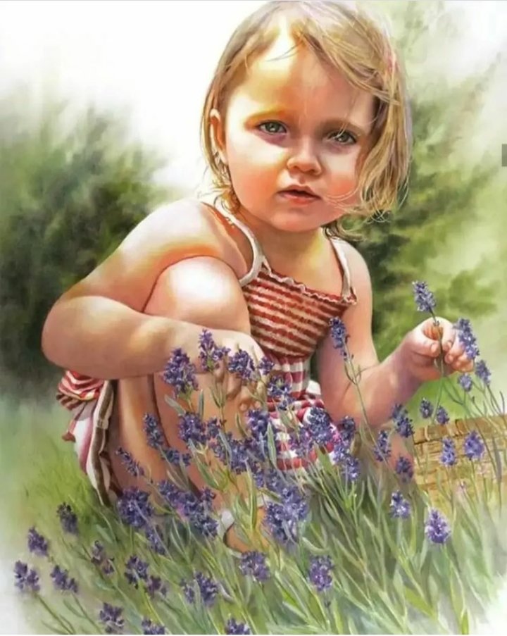 ДЕВОЧКА - девочка, лаванда, цветы, корзинка, поле, ребенок - оригинал