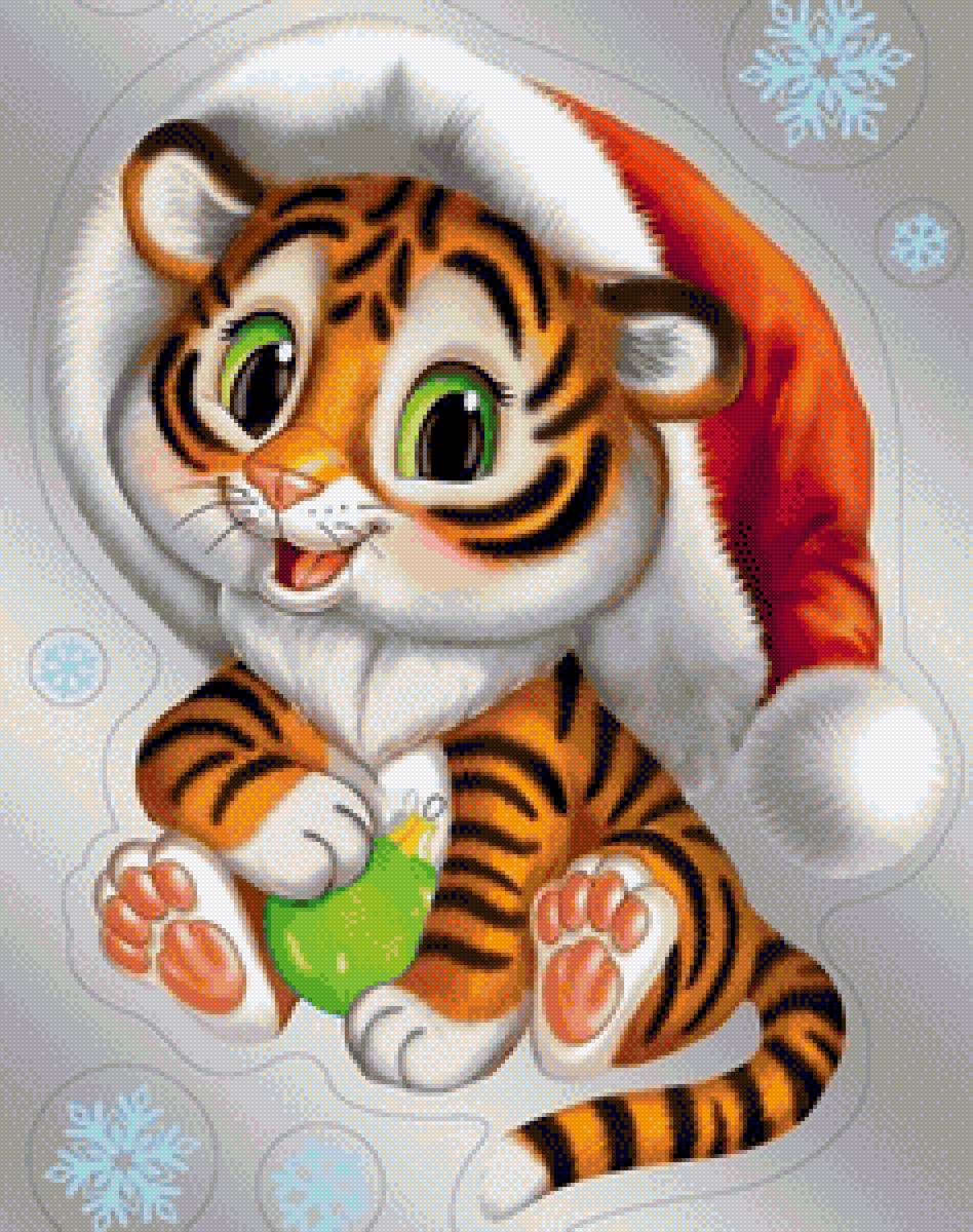 Тигрёнок - символ года, открытка, тигренок - предпросмотр