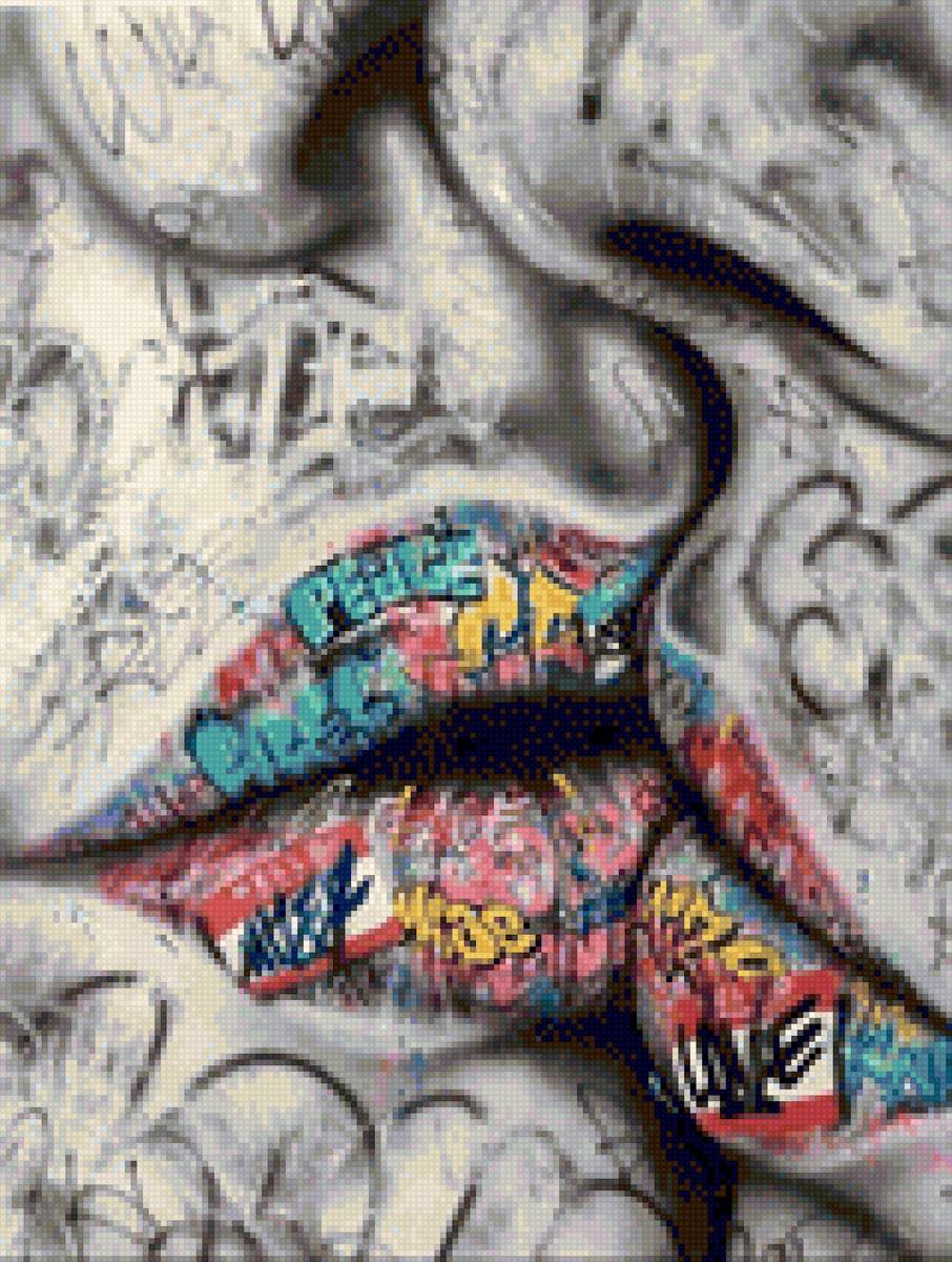 Поцелуй - граффити, губы, поцелуй - предпросмотр