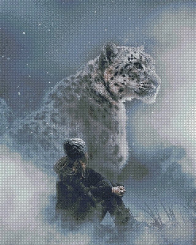 В тумане - леопард, туман, зверь, девочка - оригинал