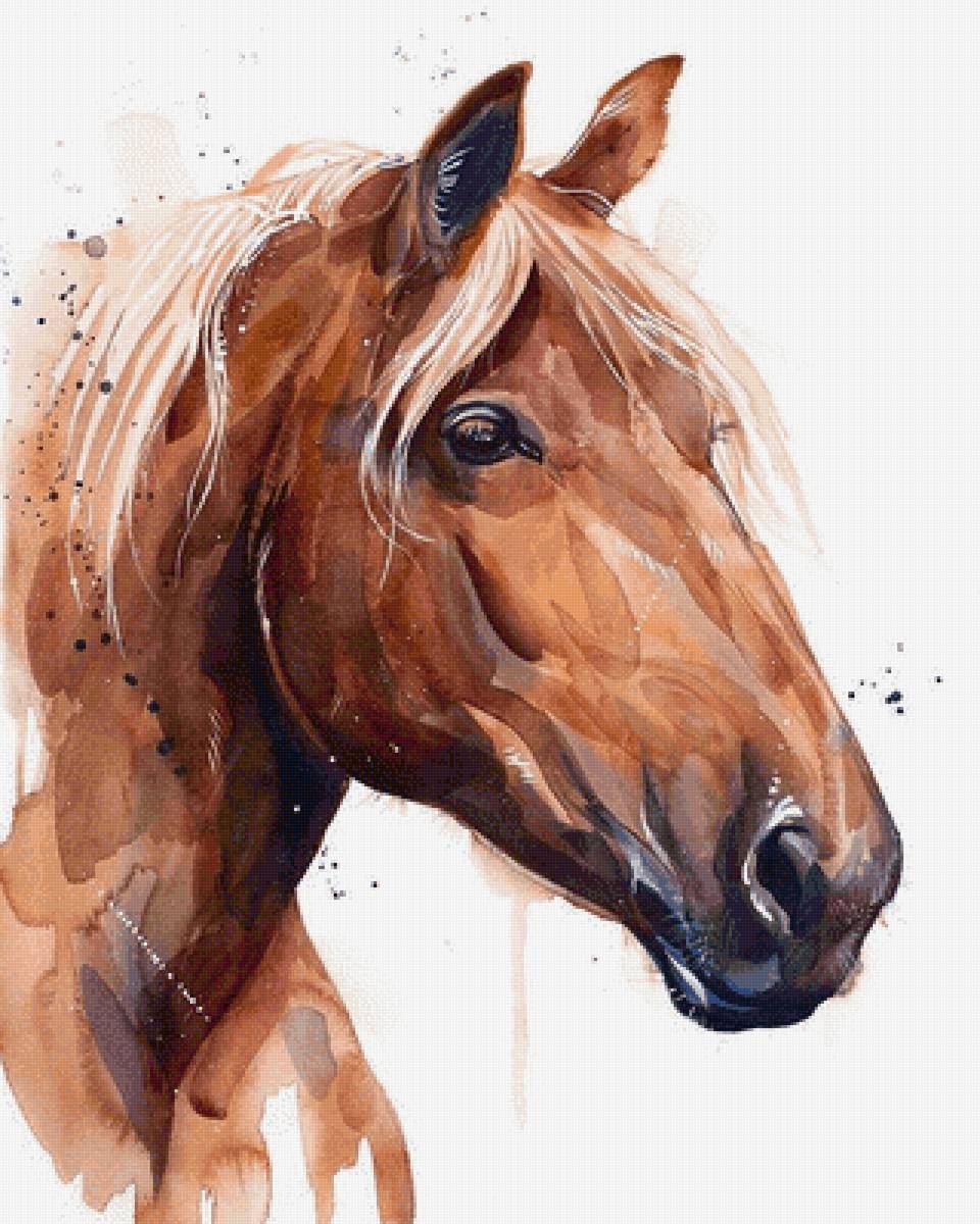 лошадь в акварели - животные, лошади, художники, животный мир, лошадь - предпросмотр