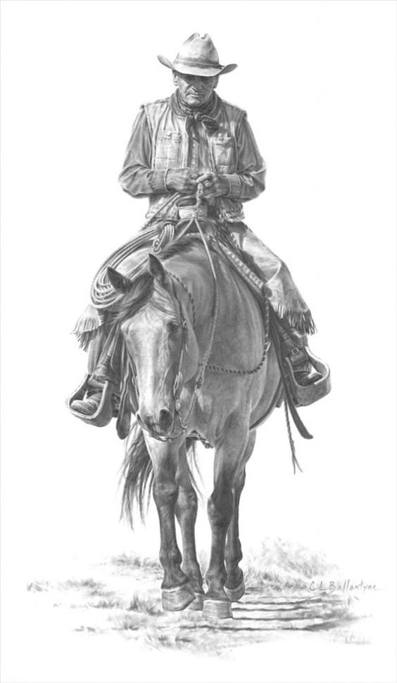 ковбой - человек, животное, всадник, художник, лошадь - оригинал